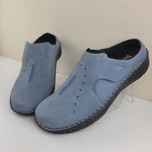Drew Juniper Blue Leather Mule Clog Shoes Adjustable Slip-On Women's Size 8.5 W